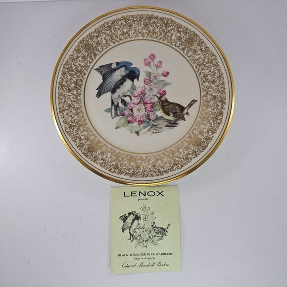 Lenox Limited Edition Birds Plate Black-Throated Blue Warblers Edward Boehm 1980 - Picture 9 of 9
